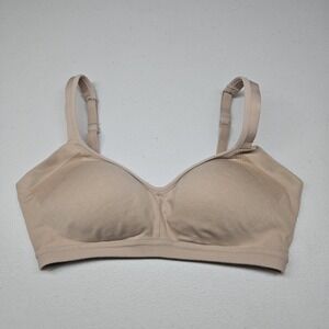 Warners Women Bra Small Beige T Shirt Wireless Knit Strap Adjustable